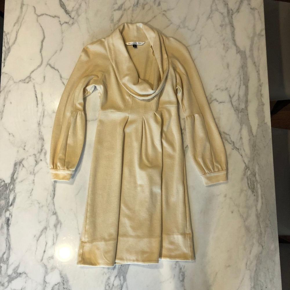 Diane Von Furstenberg cream cowlneck sweater dress